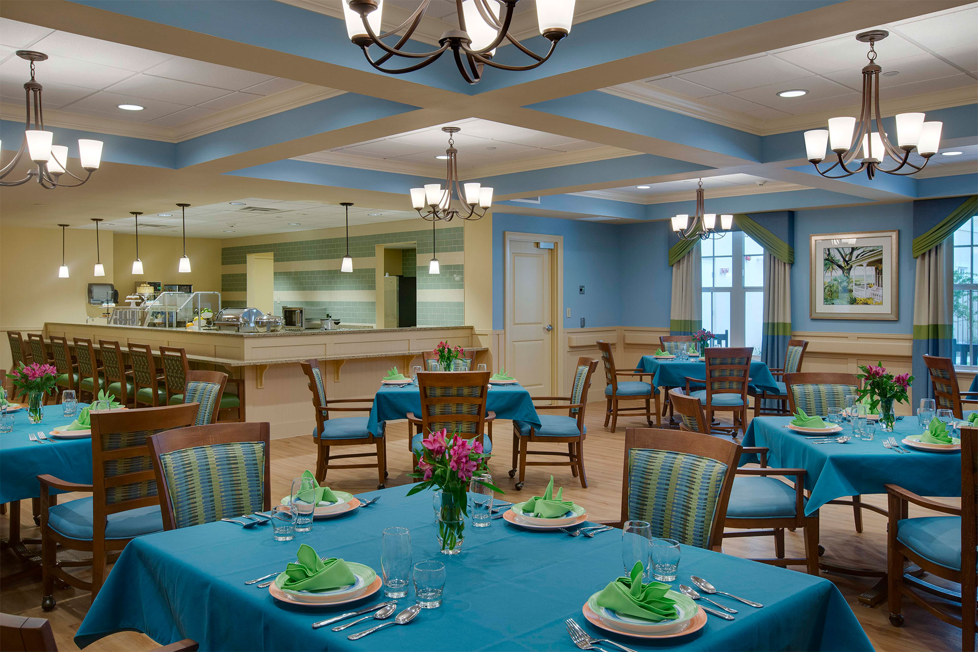 Palms Dining: Stylish and inviting, a modern dining area for vibrant community living.