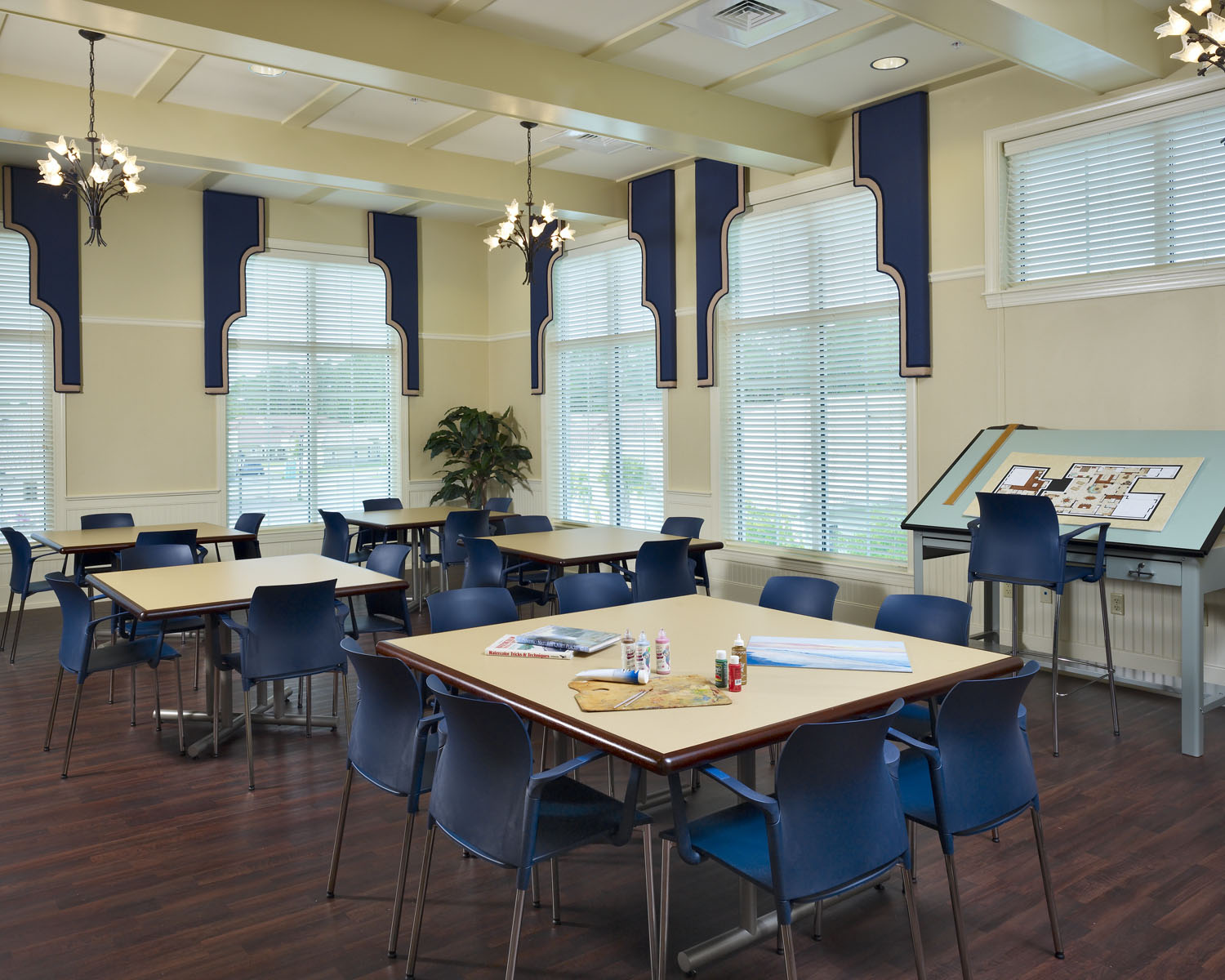 Activity room at Fleet Landing, designed for engagement and relaxation.