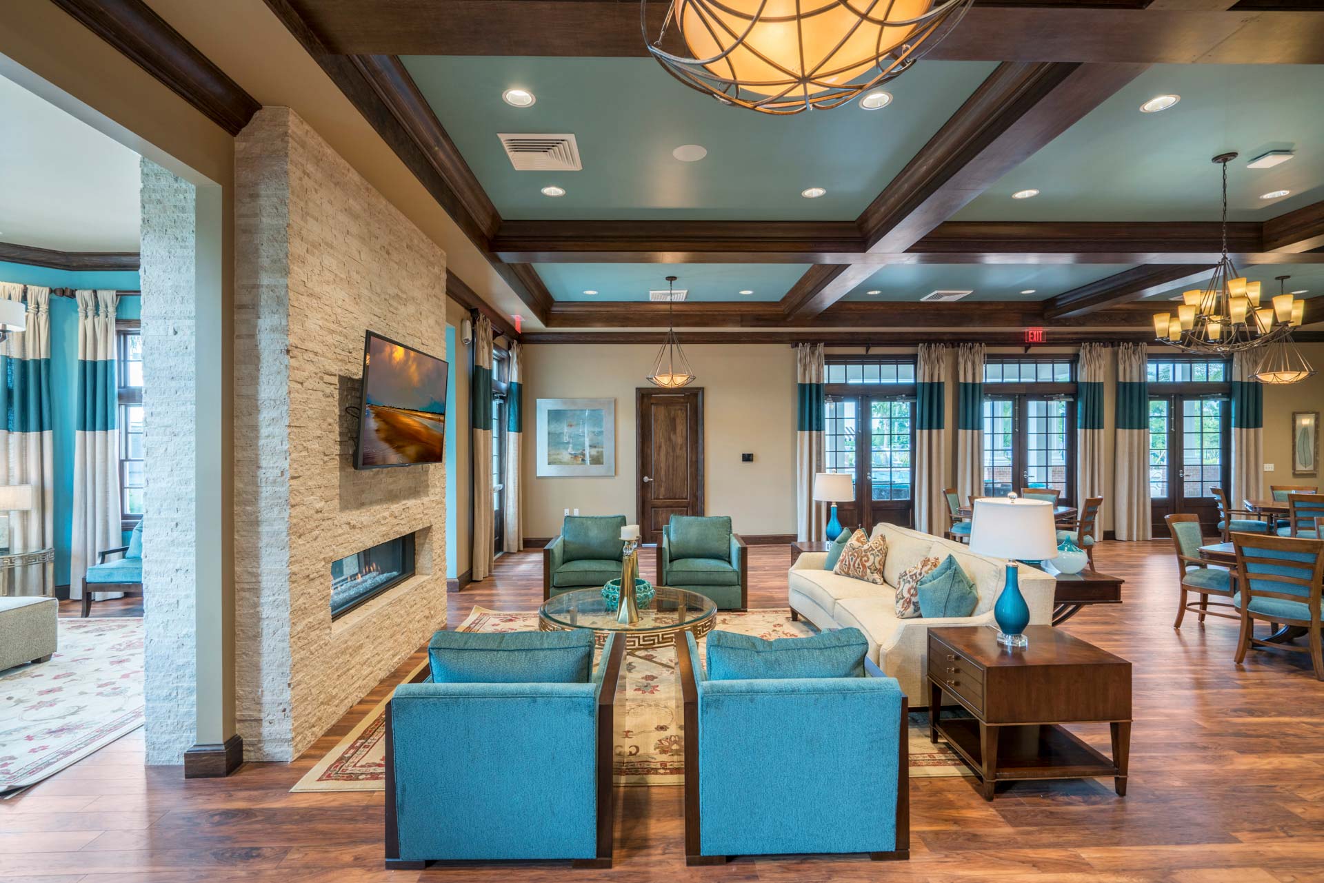 Elegant and contemporary seating area with modern decor and warm lighting.